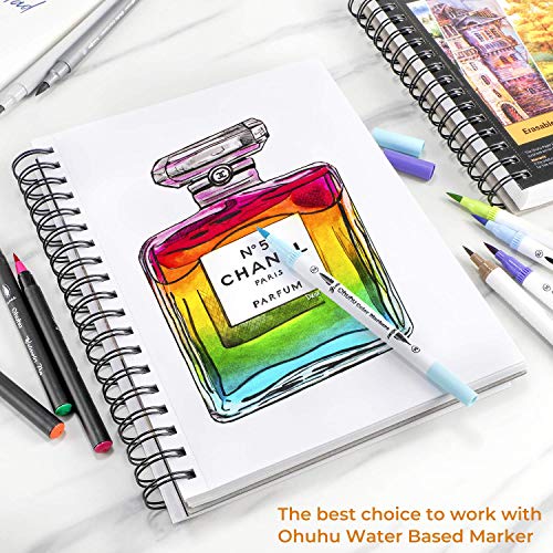 Ohuhu Mix Media Pad, 7" x 10" Mixed Media Art Sketchbook, 120 LB/200 GSM Heavyweight Papers, 62 Sheets/124 Pages, Spiral Bound Mixed Media Paper Pad for Acrylic, Painting Christmas Gift - size: 7" x 10"