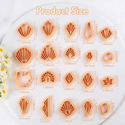 Puocaon Basic Clay Earring Cutters - 21 Pcs Polymer Clay Cutters, Classic Geometric Clay Jewelry Cutters Set, Shell Clay Earring Cutter, Radial Shape Clay Cutters for Polymer Clay Jewelry Making