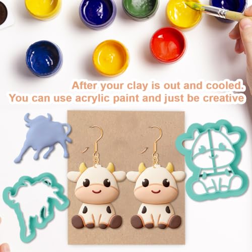 12Pcs Cow Polymer Clay Cutters Flower Clay Earrings Cutters Polymer Jewelry Cutter for Earrings Making Party Festival DIY Supplies - color: Cow