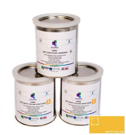 Colored Epoxies Safety Yellow Epoxy Resin Coating Made with Beautiful and Vibrant Pigments, 100% Solids, for Garage Floors, Basements, Concrete and Plywood. 3 Quart Kit - color: Safety Yellow, style: 3 Quart Kit