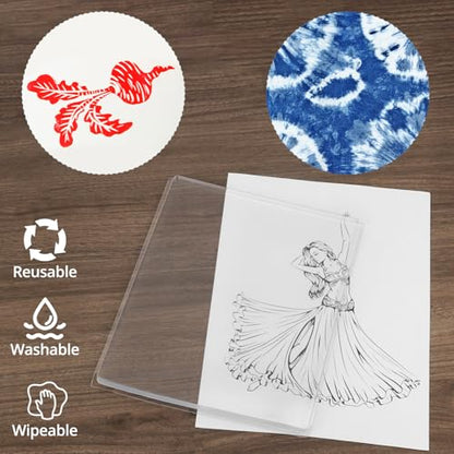 QWORK Monoprinting Print Plate, 8" X 10" and 5" X 7" Gel Plate, 2 Pack Art Plate, Reusable Gel Printing Plate, Printmaking Supplies