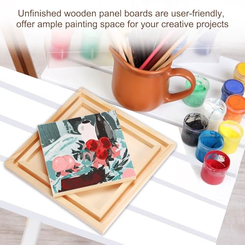 PATIKIL 6 x 6 Inch Wood Panel Board, 6 Pack Unfinished Wooden Canvas Boards Square Blank Deep Cradle Board for Painting Pouring DIY Art Use with Oils Acrylics - size: 6 x 6 Inch