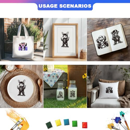 2 Sheets Trendy Animals Silkscreen Stencil, Fashion Bear Rabbit Cat Gorilla Tiger Reusable Stencils Templates Self-Adhesive Silk Screen Printing for Wall Border Wood Fabric Decor - style: Trendy Animals