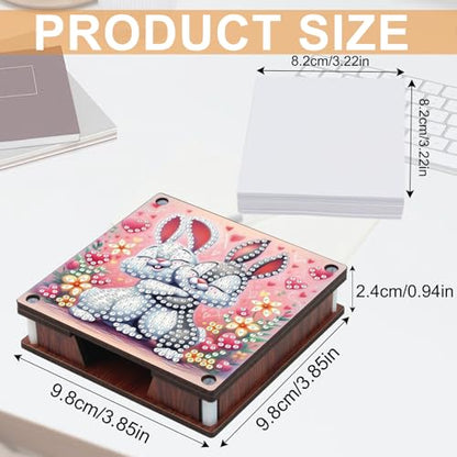 JISHSHAY 2 PCS Diamond Art Note Box Rabbit Diamond Painting Note Pad Holder Animal Gem Painting Gem Art Memo Boxes Mosaic Kits for Adults Embroidery Kit Memo Pad Holder, Contains 120 Sheets of Paper - color: Rabbit