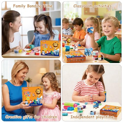 Air Dry Clay Kit for Kids, 12 Animal Crafts Modeling Clay Model Magic, Clay Kits with Sculpting Tools & Tutorials, Safe & Non-Stick DIY Art Crafts, Toys Gift for Ages 3-12 Boys & Girls - color: Clay animals Kit