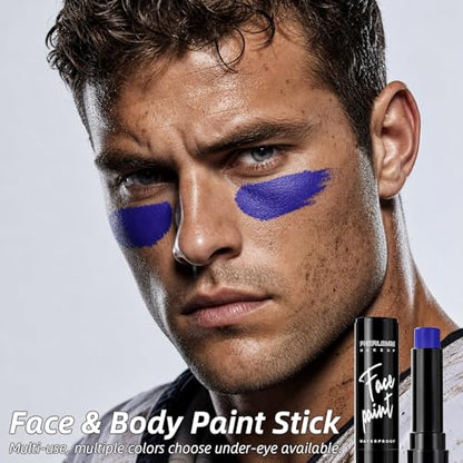 Blue Face Paint Stick Waterproof Eye Black Body Paint High Pigment for Sports Events Halloween SFX Makeup for Alien Mythical Creature and Fantasy Character Looks - color: Blue