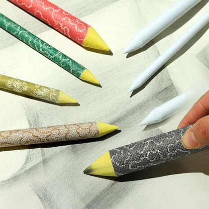 Paper Blending Stumps and Tortillions Set, Soft Rice Paper Art Blenders for Sketch Drawing, Mixing Tools for Artists and Hobbyists - color: A