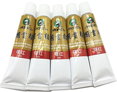 Easyou Marie's Big Size Chinese Painting Color Tubes Watercolor Drawing 12ml*5pcs No. 390 Eosin - color: Mariesc390eosinshuhong