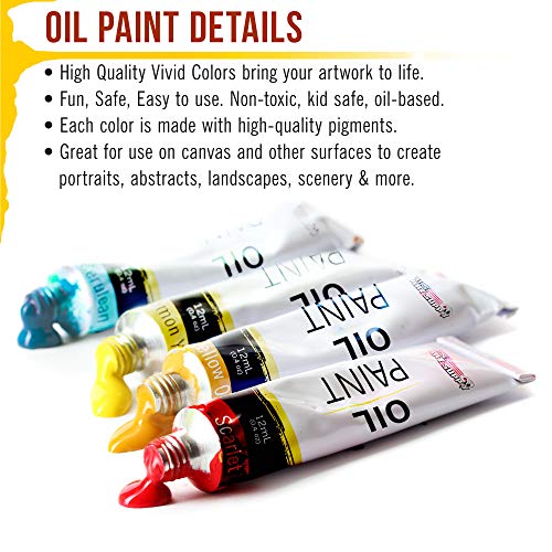 U.S. Art Supply Professional Oil Paint Set - 24 Vibrant Colors in 12ml Tubes for Canvas, Wood & Art Surfaces - Oil Based Paint for Artists, Adults & Students - style: 24-Color