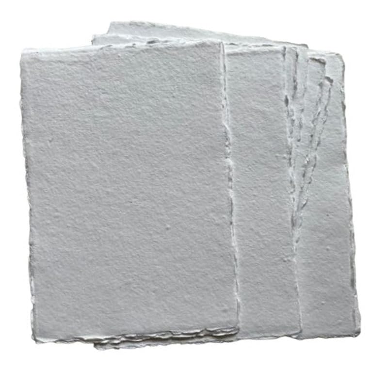 A6-400 GSM / 25 Sheets - Rough/Textured Drawing/Sketching Paper 4x6 inches - Handmade/Deckle Edge Paper Made from Virgin Egyptian Cotton - Off-White by Deckle Papers - size: 4x6"