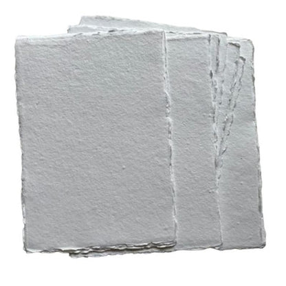 A5 Card Stock, 400 GSM Handmade Cotton Khadi/Lokta Paper Ideal for Drawing, Calligraphy, Sketch, Wedding Cards - Off-White by Deckle Papers-25 Sheets - size: 6x8"