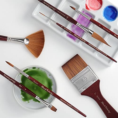 Creative Mark Mimik Kolinsky Watercolor Brush - # 10 Fan - Long Handle Synthetic Paint Brush - Handmade in Germany - Synthetic Sable Paint Brushes for Professional Artists - Animal-Friendly - size: 10