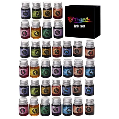 Thyggzjbs 36 Pieces 12 * 3 Colors Calligraphy Ink Set, Calligraphy Fountain Glass Dip Pen Color Ink Caligrapher Pen Ink Bottle Set for Art, Writing, Signatures, Calligraphy, Decoration, Gift - color: Ink