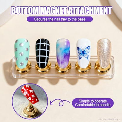 Artdone Nail Dotting Tools Art Brushes Kit With Nail Stand Gel Polish | Design Pen For Nail Drawing And Nail Paint Small Detail supplies - color: Nail dotting tool brushes and stands kit