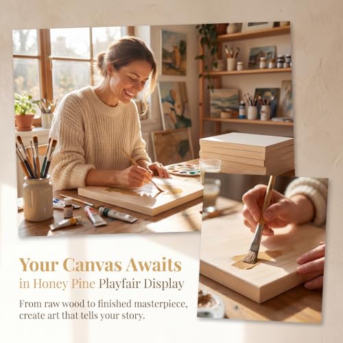 12x16 Inch Wood Panel Boards, 5 Pack Unfinished Wood Frames for Crafts, Wooden Painting Boards with 2 Fine Detail Brushes for Acrylic, Oil Painting and DIY Art Projects