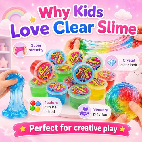4 Textures - 80 Pack Slime Kit for Girls Boys, with Galaxy, Butter, Cloud, Clear Slime, Bulk DIY Putty Toys for Kids Party Favors, Sensory Stress Relief Birthday Gifts for Ages 4-8 8-12, Non-Stick - style: 80 Pcs Explore 4 Slime Textures