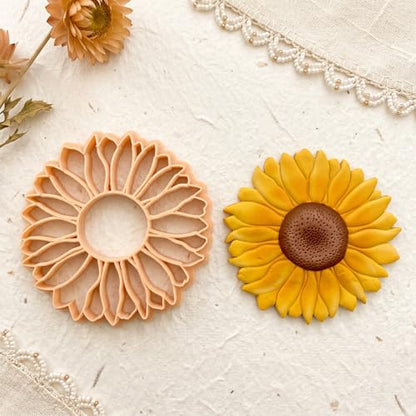GOTO CLAY TOOLS Trinket Dish Cutter for Polymer Clay, Sunflower Trinket Dish Cutter, 4 inch Length, Embossed Polymer Clay Cutters, Sharp Edge - color: SUNFLOWER