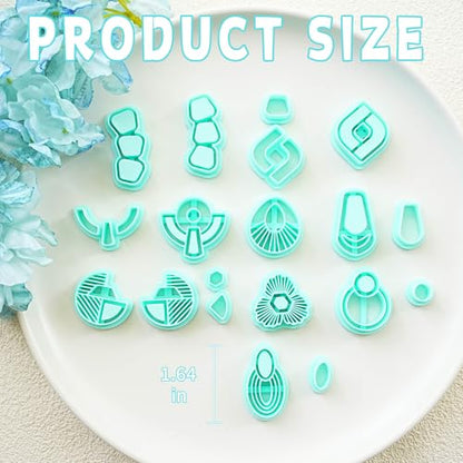 Tainsky 18 Shapes Embedded Polymer Clay Cutters - Gem Clay Jewelry Making Tools, Earring Cutters (A) - color: A Set