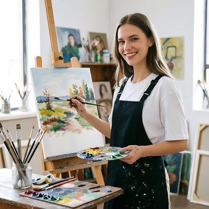 NEWGEM Waterproof Apron with Pockets for Women Cooking Painting Baking Gardening - color: 6 Pockets Black