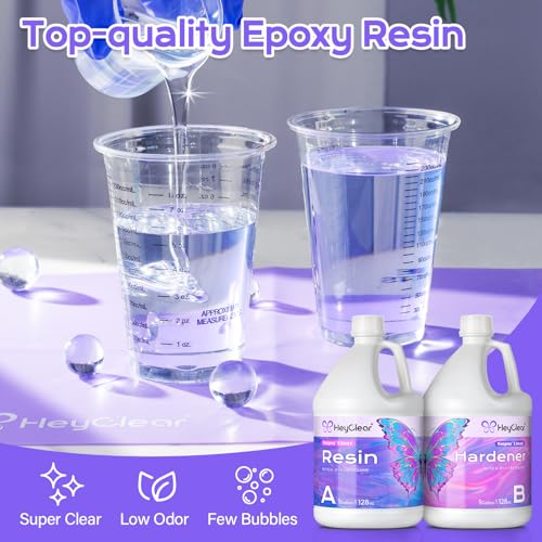HeyClear 2 Gallon Epoxy Resin Kit with Pumps, Crystal Clear and Hard Upgraded 2 Part Resin and Hardener Resina Epoxica for Casting Coating, Countertop, Table top, Wood, Art DIY Handcraft Jewelry - size: 2 Gallon