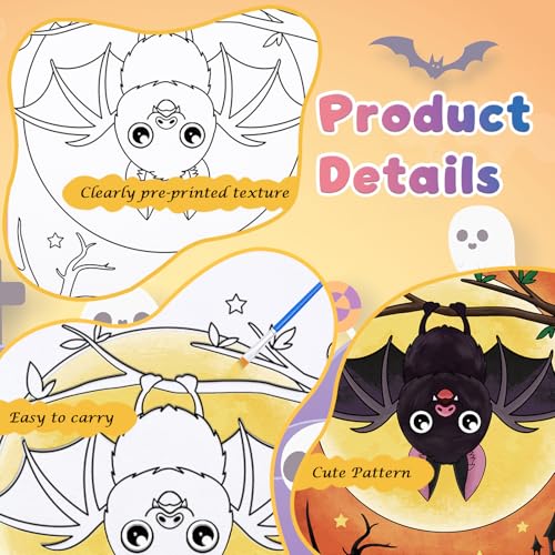 Anseal 12 Packs Halloween Pre Drawn Canvas to Paint, 5" X 7" Pre Printed Canvas for Kids, Pre Stretched Canvas Outline Painting Boards for Beginners, Students, Party Favor (Halloween) - color: Halloween