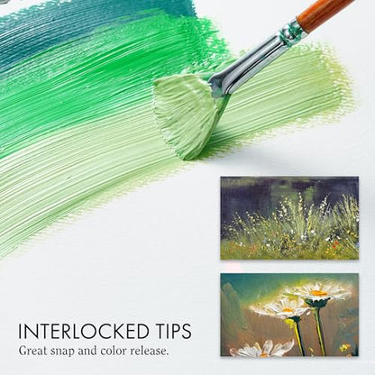 ARTIFY 15-Piece Professional Oil Paint Brush Set - Natural Hog Bristle, No-Shedding, Handcrafted by Masters for Oil/Acrylic/Gouache/Watercolor Painting (Includes Carrying Case) - color: Wood Color