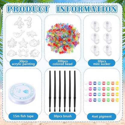 WinnerWhy 30 Sets Summer Marine Animal Suncatchers Window Art Kits, Sea Ocean DIY Crafts Sun Catchers Bulk Paint Your Own Window Ornaments for Adult Home Birthday Activity Party Decor - style: Marine Animal Style