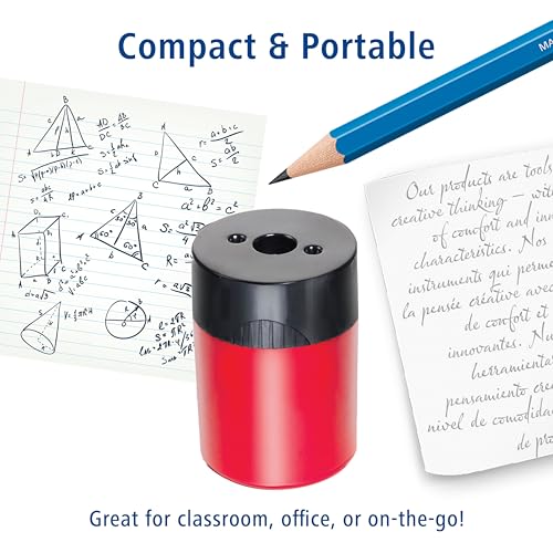 STAEDTLER pencil sharpener, premium quality sharpener with screw-on lid, prevents accidental openings, compact size for pencil case and work-station, 511 63BK
