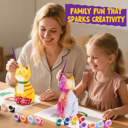 LAOESE Paint Your Own Cat Lamp Kit, Arts and Crafts for Kids Ages 8-12, Art Supplies Painting kit for Kids 6-12, Cat Night Light Toys Girls Boy Birthday Gifts for Kids Ages 3 4 5 6 7 8 9 10 11 12+ - style: Cat