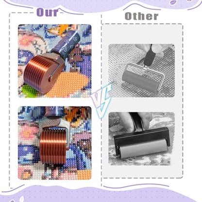Jzzuau Diamond Art Roller, Easy-Grip Hand Roller & Press Tool for Diamond Art, Rhinestone Bead Straightening and Smooth Pressing for Craft Projects - color: Copper Purple Green