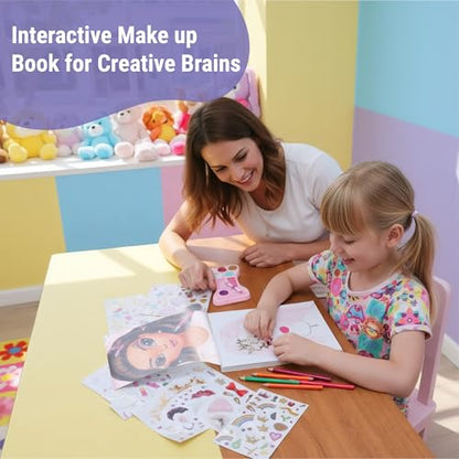 BSCOOL Make-up Artist Kit - 2 Sets Pretend Play Makeup & Sticker Coloring Book, Includes Palette, Brushes, Pencils & 200+ Stickers, Girls Beauty Toy Ages 5+ - color: Multipack - 2PCS Make Up Studio