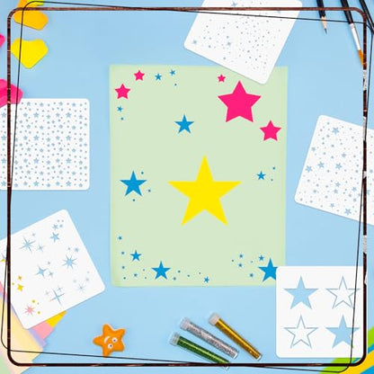 Junkin 20 Pcs Stencil for Painting Stencil Reusable DIY Drawing Template Motivational Art for Crafts Home Decor on Wood, Canvas, Paper, Fabric, Walls, Furniture(Star) - style: Star