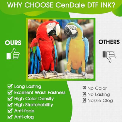 CenDale Premium DTF Yellow Ink - 500ML DTF Transfer Ink for PET Film, Refill DTF Ink Yellow for Epson ET-8550, L1800, L800, R2400, R1390, P400, P800, XP15000, Heat Transfer Printing Direct to Film - color: Yellow, style: DTF Ink
