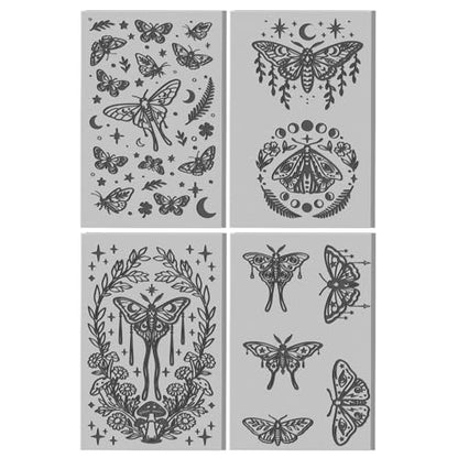 4 Sheets Moth Clay Texture Mat Plants Pattern Polymer Clay Texture Sheets DIY Tools for Pottery Earring Jewelry Making Stamp Engraving Machines, 4x2.6inch - style: Moth