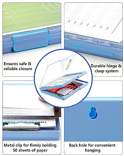Clearview Clipboard with 2 Storage, Dry Erase 8.5x11 Heavy Duty ClipBoards - High Capacity Coaches Clip Board with Pen Holder - Side Opening Plastic Nursing Clip Case - Aqua Blue - color: Aqua Blue