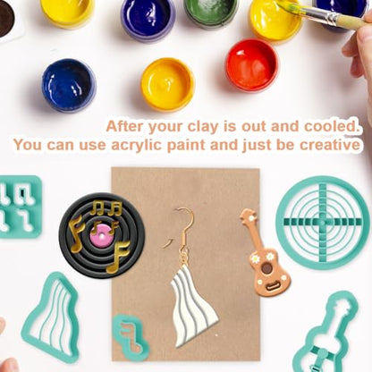 15Pcs Music Polymer Clay Cutters Talismans Instruments Clay Earrings Cutters for Adults Polymer Jewelry Cutter for Earrings Making Birthday Party DIY Supplies - style: Music