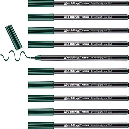edding 1255 0.2 mm Calligraphy Pen - Bottle Green (Pack of 10) - color: 04: 10 Pens - Bottle Green