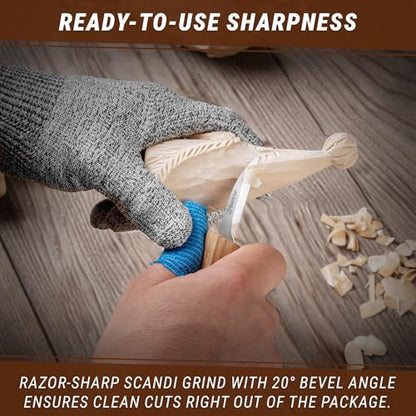 BeaverCraft Wood Chip Carving Knife C8 1.8" Sloyd Whittling Knife for Detail - Wood Carving Tools for Beginners and Kids
