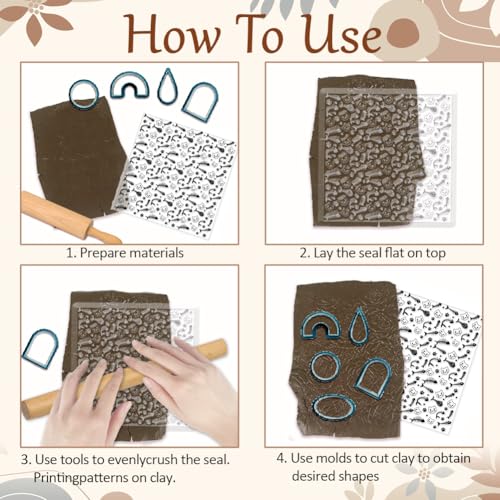 CHGCRAFT Fish Bones Texture Polymer Clay Texture Sheets Cat Silicone Texture Stamp Clay Modeling Cat Claws Pad Texture Sheets for Polymer Clay Making Earrings Jewelry - style: Fish Bones