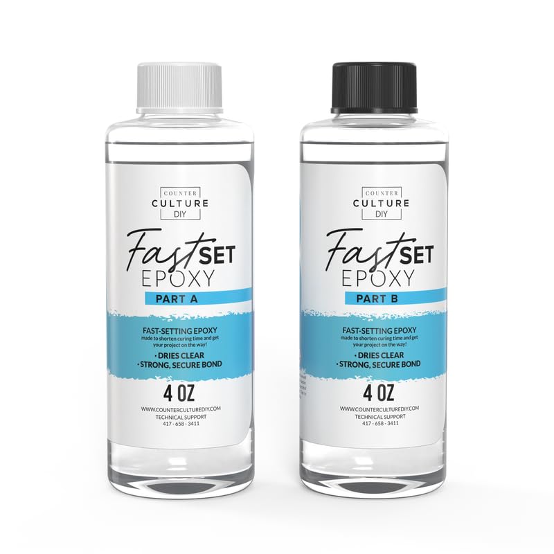 Counter Culture DIY Fast Set Epoxy Resin, 8 oz Kit, Quick Art Supplies for Coating, Casting, Geodes, Tabletop, Bar Top, Live Edge River Tables, Metallic Stains - size: 4 Fl Oz (Pack of 2)
