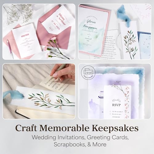 Wanderings Handmade White Deckle Edge Blank Paper - 4" x 6" - Pack of 50 - Watercolor/Mixed Media Paper - Save the Date Invitations Greeting Cards Notes DIY Arts Crafts - Thick 150 GSM - size: A6 (4"x6")