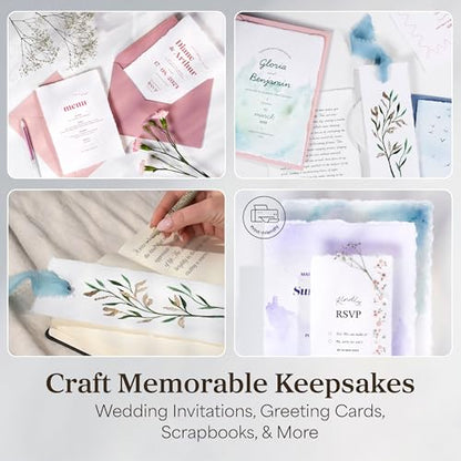 Wanderings Handmade White Deckle Edge Blank Paper - 4" x 6" - Pack of 50 - Watercolor/Mixed Media Paper - Save the Date Invitations Greeting Cards Notes DIY Arts Crafts - Thick 150 GSM - size: A6 (4"x6")