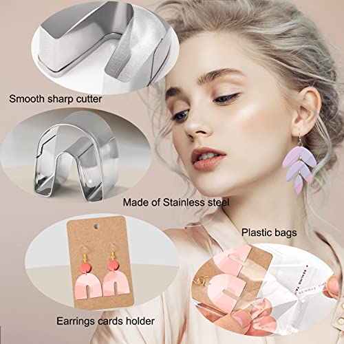 Polymer Clay Cutters, Majhulla 23 pcs DIY Clay Cutters Shapes for Polymer Jewelry Maker with Earring Cards Hooks DIY Plastic Bags Stain Steel Clay Earring Cutters for Polymer Jewelry Making