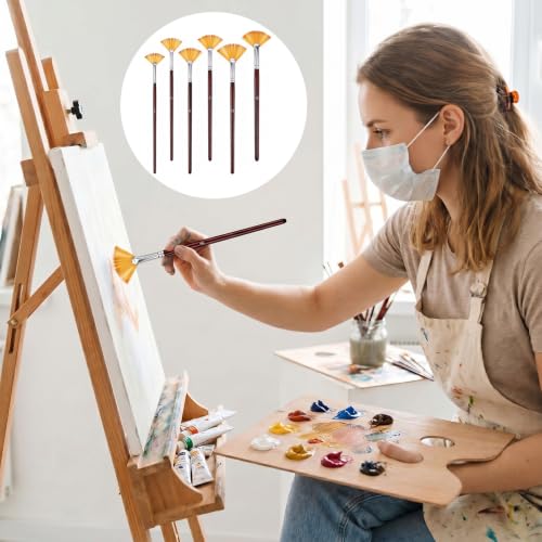 54 Pcs Fan Paint Brushes, Professional Artist Painting Brush Set | Soft Nylon Hair Brush Long Wooden Handle for Artists Acrylic Watercolor Oil Painting