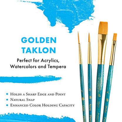 Princeton RealValue Brush Set, Gold Taklon, Blue Handle, 4 Piece, 1 Count - style: Set-9172