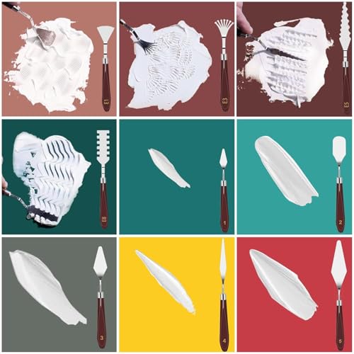 EEEKit 19 PCS Painting Spatula Set, Stainless Steel Palette Knife Set with Art Paint Scrapers, Paint Spatula Tools for Oil Canvas, Watercolor, Acrylic Painting