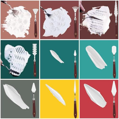 EEEKit 19 PCS Painting Spatula Set, Stainless Steel Palette Knife Set with Art Paint Scrapers, Paint Spatula Tools for Oil Canvas, Watercolor, Acrylic Painting