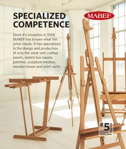 Mabef M/14 Table Easel, Oiled Beechwood Desktop Easel, Indoor Use for Oil, Acrylic & Pastel, Supports up to 5 1/2 lbs - style: Adjustable