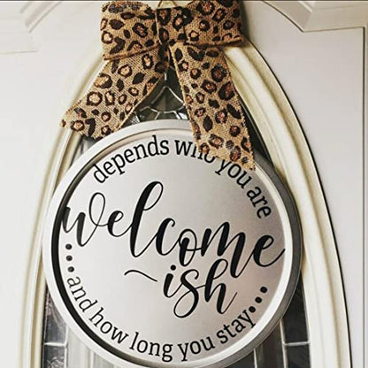 Funny Welcome Stencils for Painting Sarcastic Round Stencil Large Gather Stay Awhile Templates for Door Hanger,Doormat, Porch Sign, Wreath - style: Funny