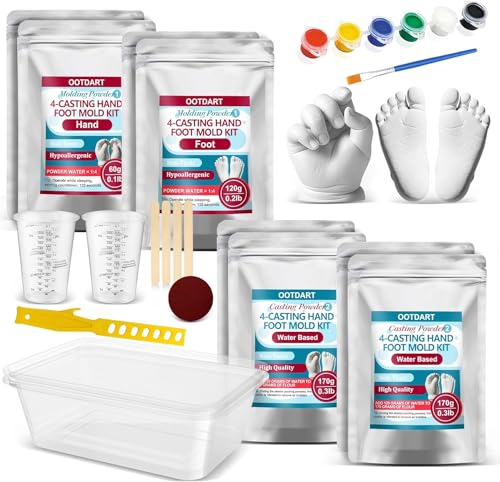 4-Pack DIY Hand Foot Casting Kit- Non-Toxic, Fast Setting, Anniversaries, Birthdays, Family Activities, Couples